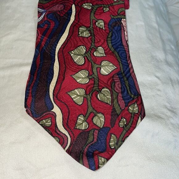 Vtg 90s Desert Designs maroon & navy blue tie - Picture 2 of 7